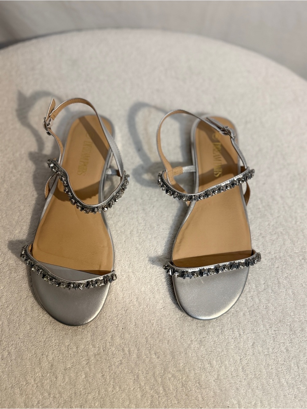 Dream Pairs Silver Jeweled Strappy Slingback Sandals